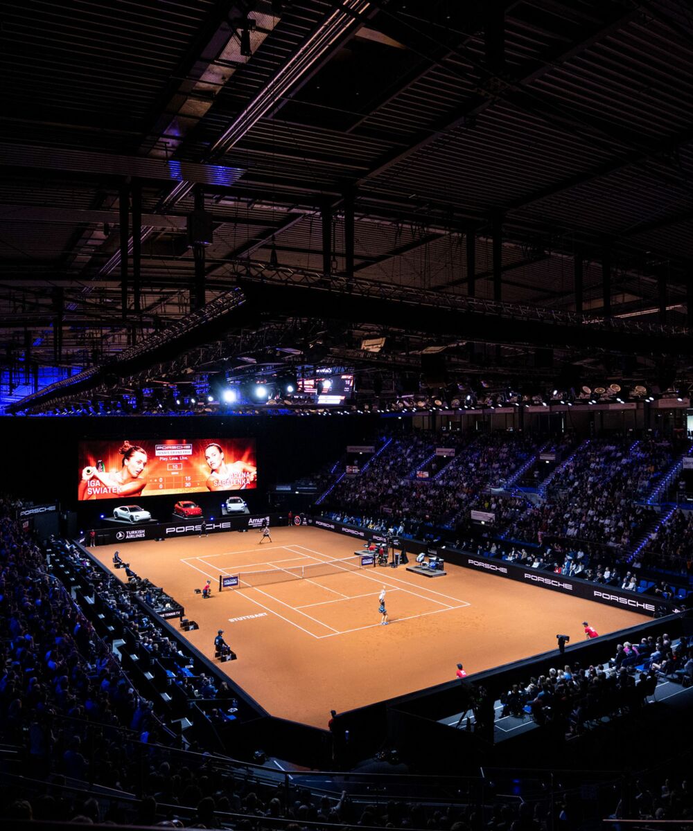 Tennisplatz des WTA Turniers Porsche Tennis Grand Prix in Stuttgart